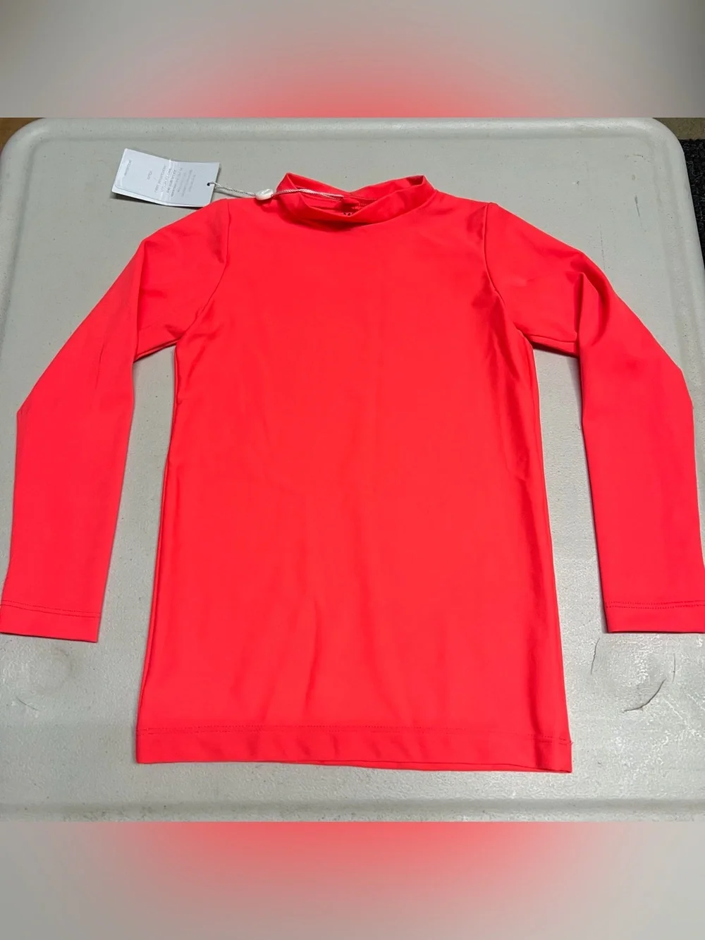 NEW Mikoh Mini Girl’s long sleeve rash guard swim shirt in Neon Orange Sz Medium